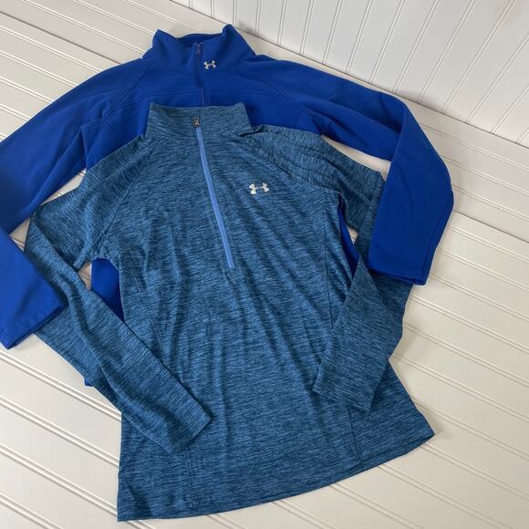 Under Armour Blue Half Zip Raglan Pullover Sweatshirt Size S - Picture 1 of 11